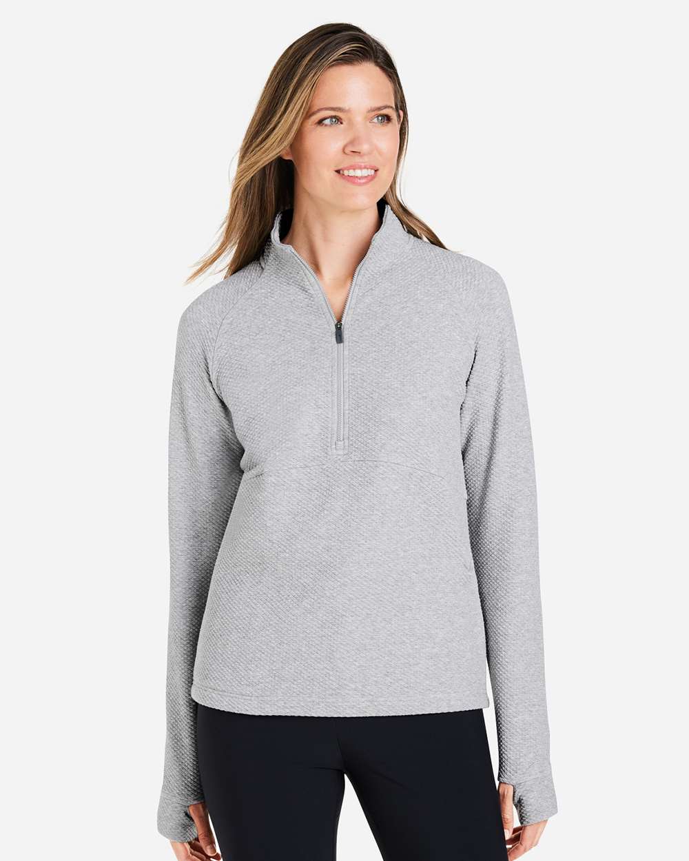 Women's Spirit Textured Quarter-Zip Pullover – NE725W – Platinum Heather