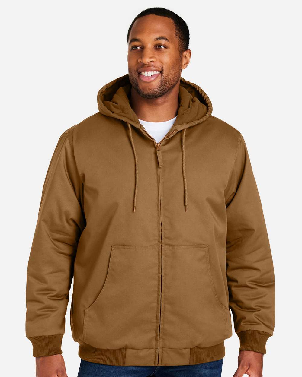 Unisex ClimaBloc® Heavyweight Hooded Full-Zip Jacket – M722 – Duck Brown