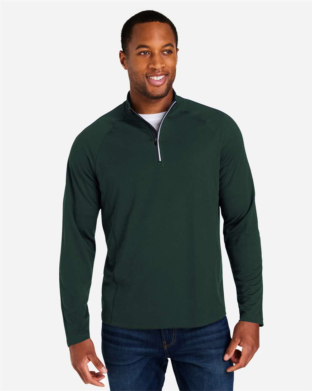 Men's Origin Performance Pique Quarter-Zip Pullover – CE418 – Forest/ Carbon