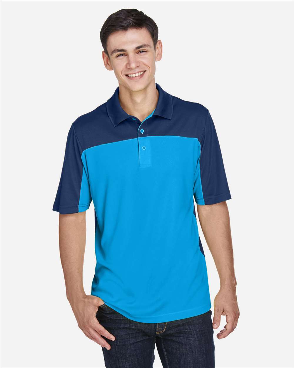 Men's Balance Colorblock Performance Piqué Polo – CE101 – Electric Blue/ Classic Navy