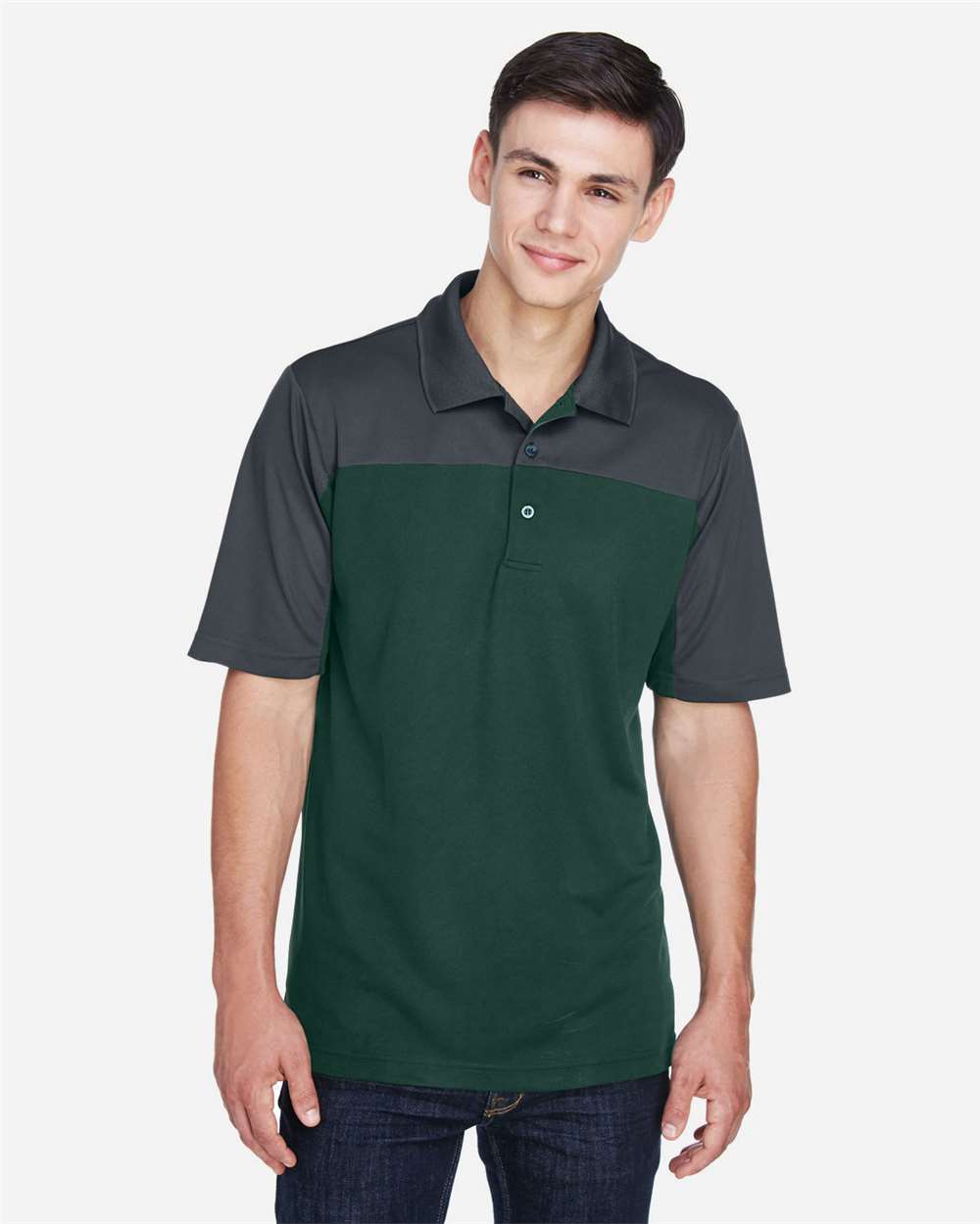 Men's Balance Colorblock Performance Piqué Polo – CE101 – Forest/ Carbon
