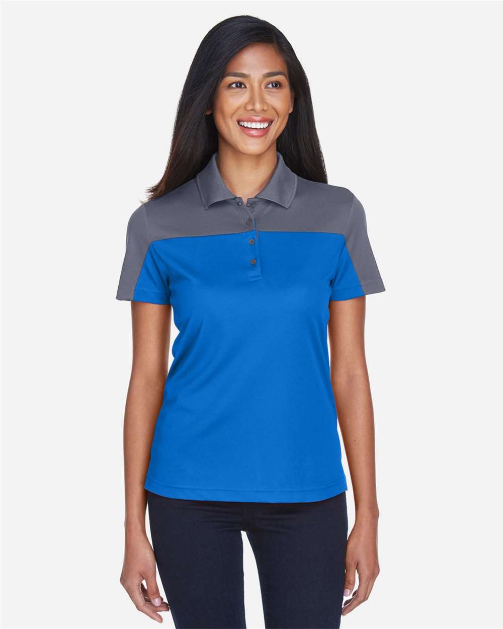 Women's Balance Colorblock Performance Piqué Polo – CE101W – True Royal/ Carbon