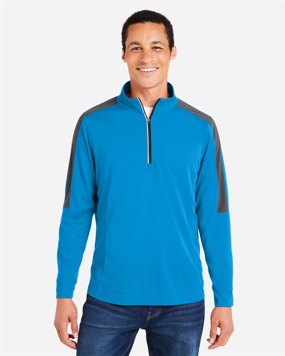 Men's Market Snag Protect Mesh Colorblock Quarter-Zip Pullover – CE404 – Electric Blue/ Carbon