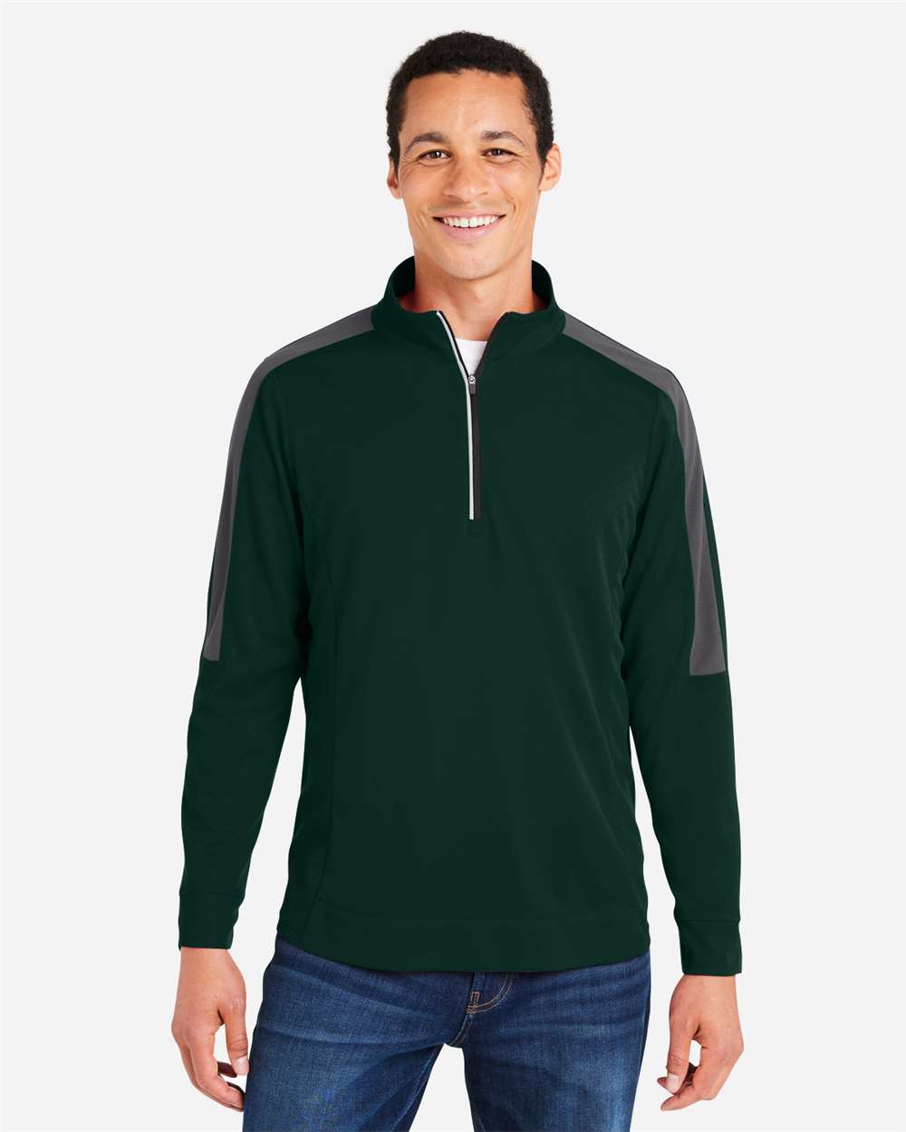 Men's Market Snag Protect Mesh Colorblock Quarter-Zip Pullover – CE404 – Forest/ Carbon