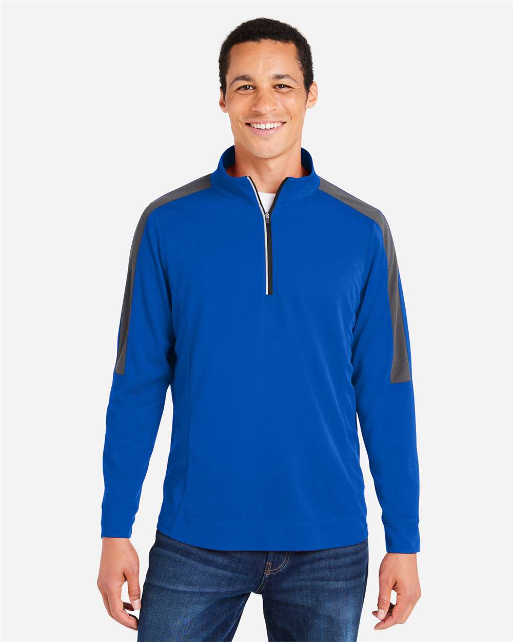 Men's Market Snag Protect Mesh Colorblock Quarter-Zip Pullover – CE404 – True Royal/ Carbon