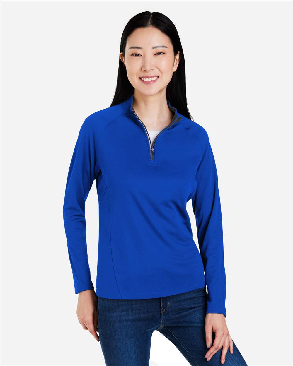 Women's Origin Performance Pique Quarter-Zip Pullover – CE418W – True Royal/ Carbon