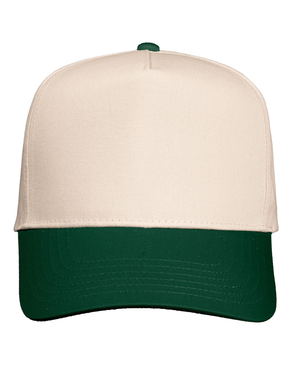 Five-Panel Twill Cap – 8869 – Natural/ Forest Green