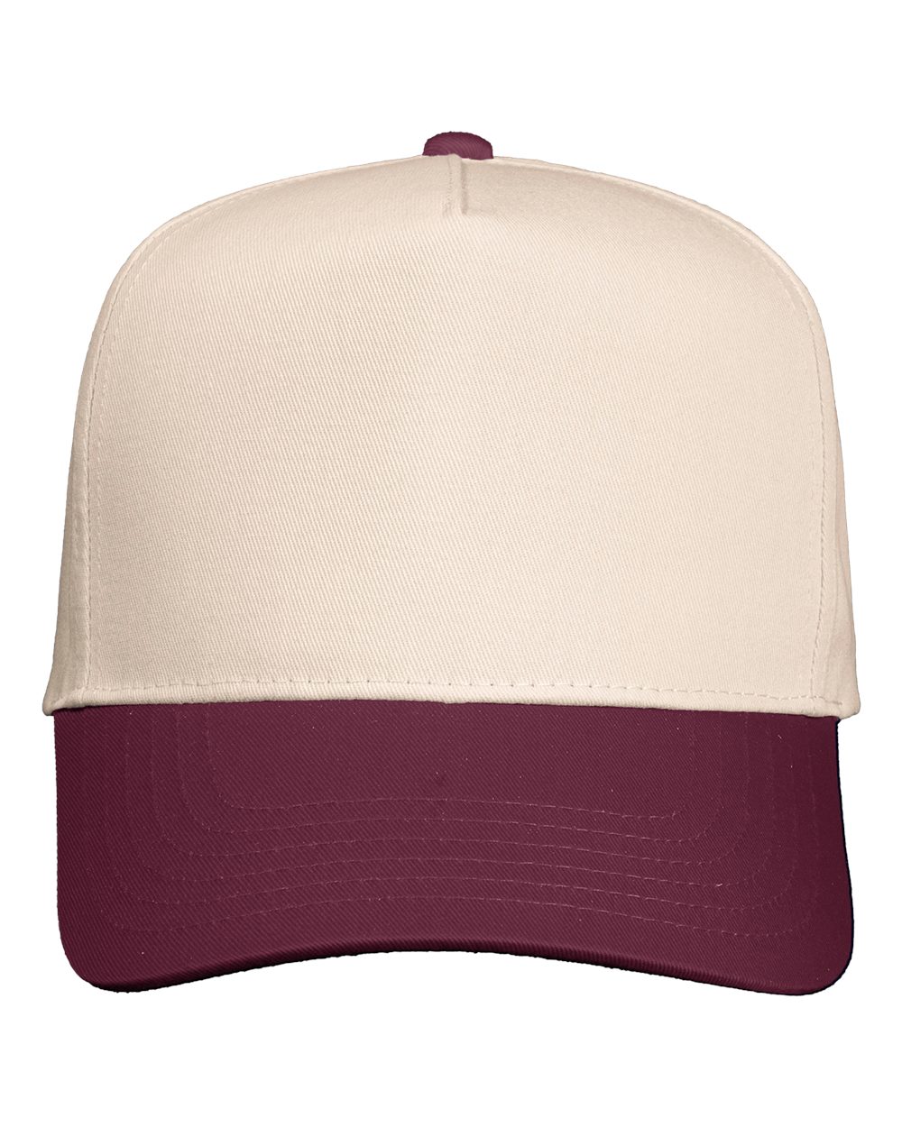 Five-Panel Twill Cap – 8869 – Natural/ Maroon