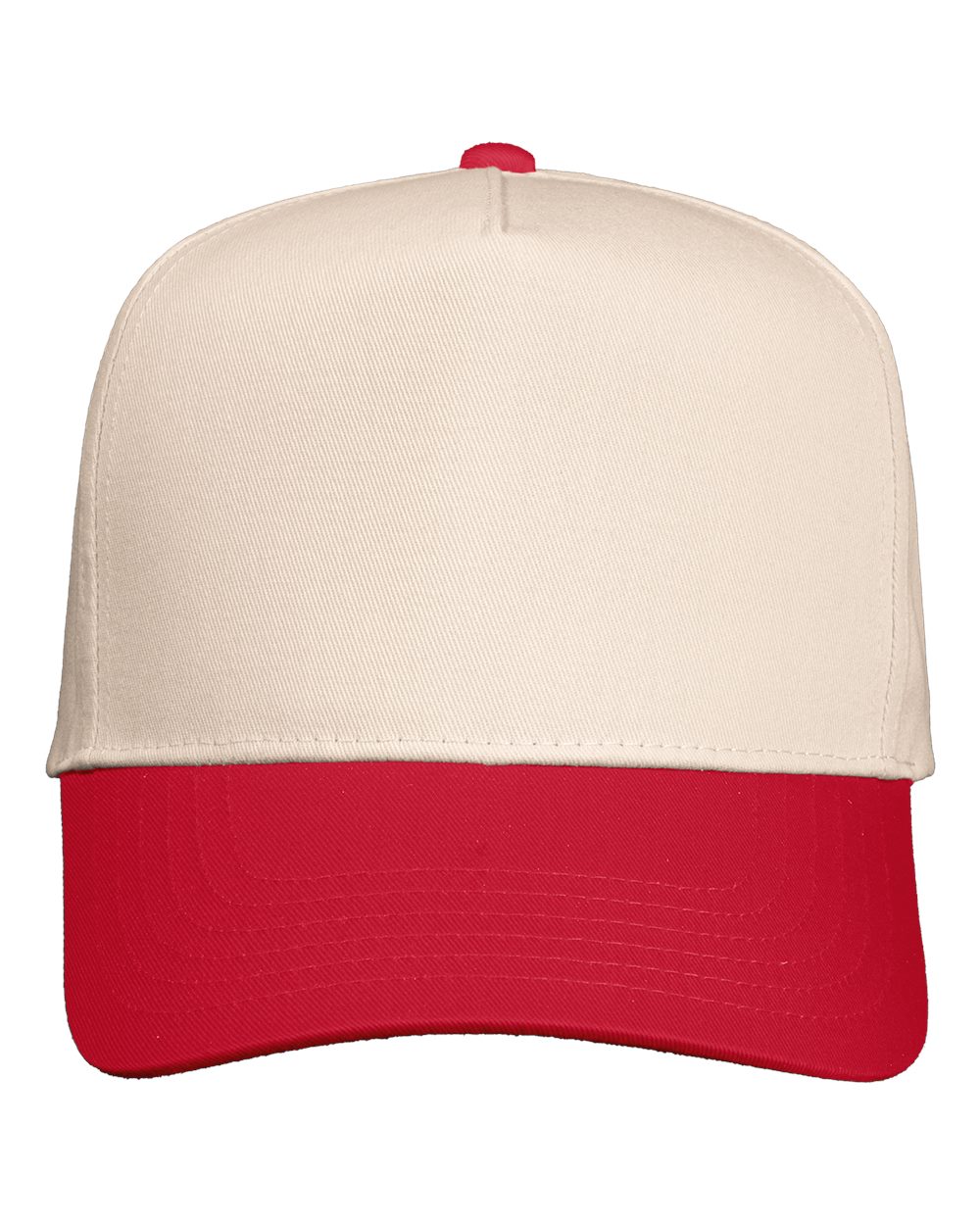 Five-Panel Twill Cap – 8869 – Natural/ Red