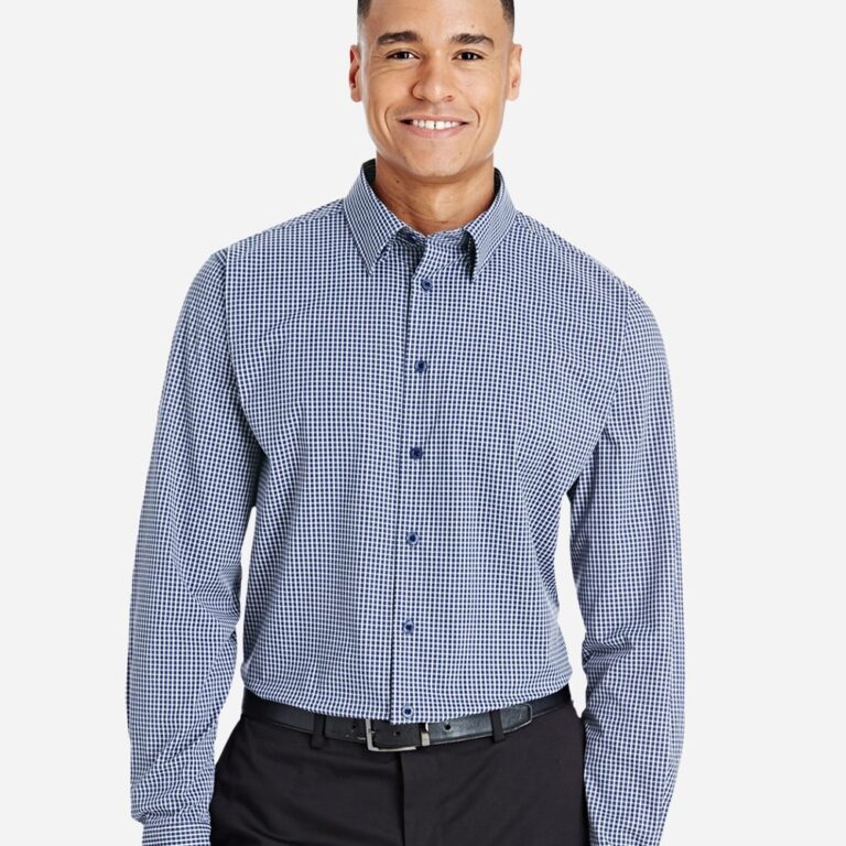 Men's CrownLux Performance® Tonal Mini Check Woven Dress Shirt – DG535
