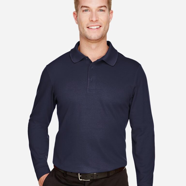 Men's Tall CrownLux Performance® Plaited Long Sleeve Polo – DG20LT