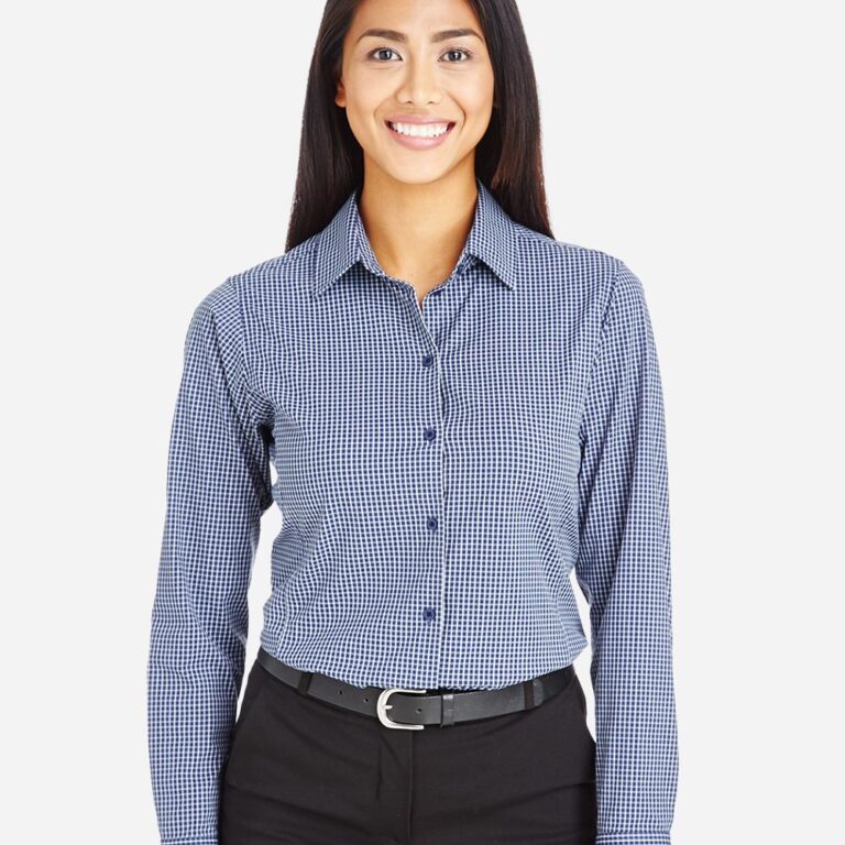Women's CrownLux Performance® Tonal Mini Check Woven Dress Shirt – DG535W