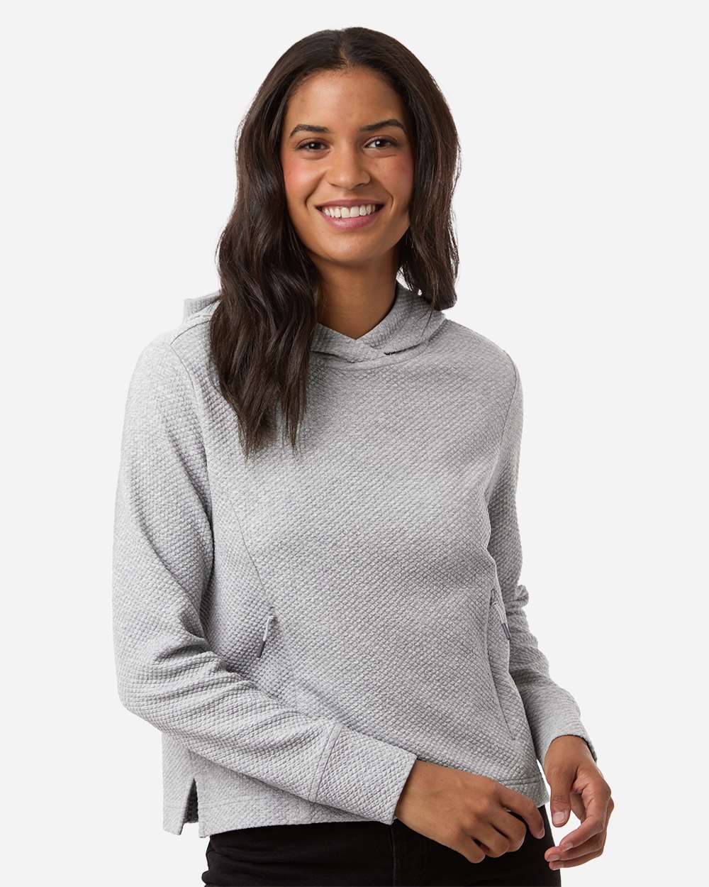 Women's Spirit Textured Hooded Pullover – NE729W – Platinum Heather