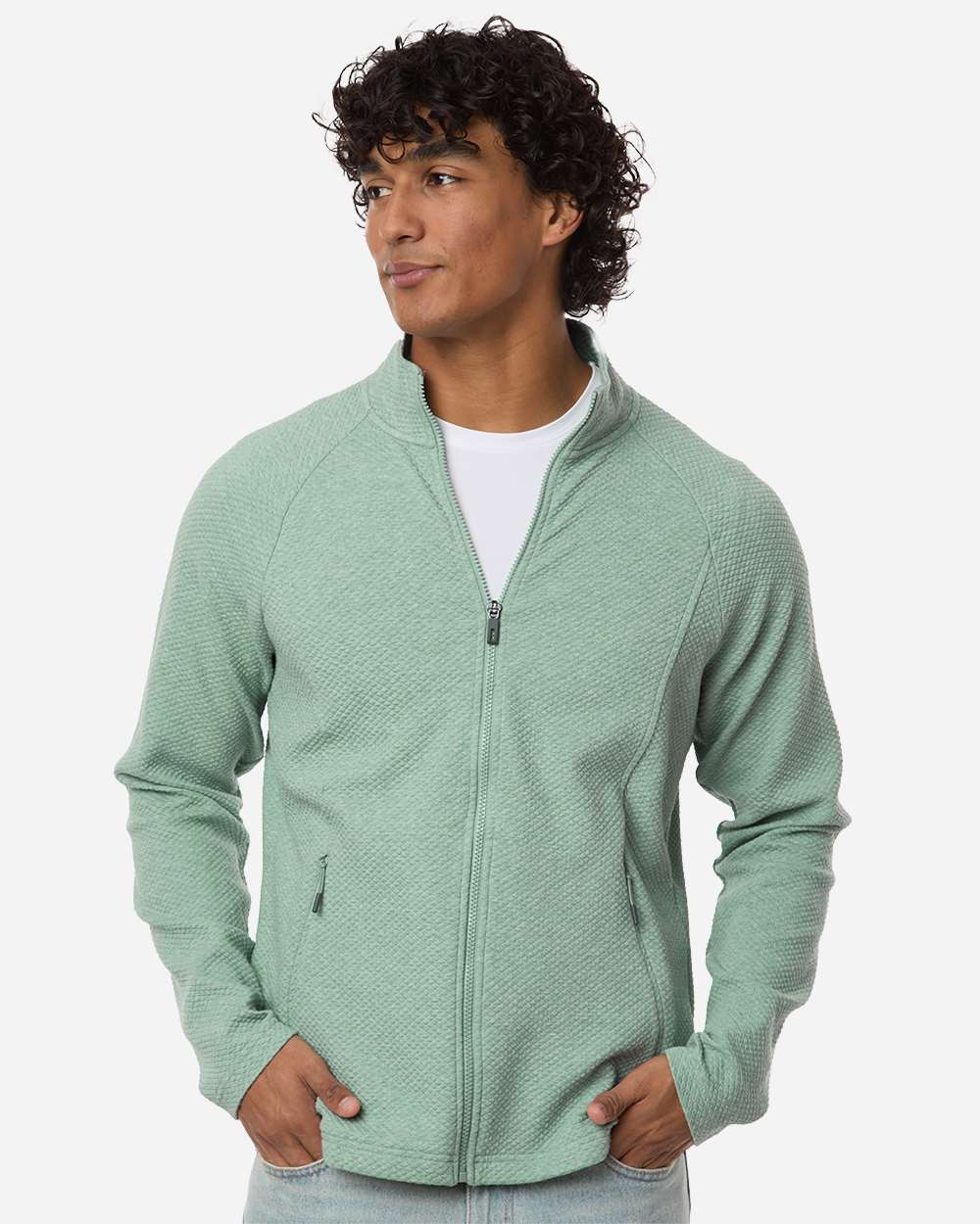 Men's Spirit Textured Full-Zip – NE727 – Sage Green Heather