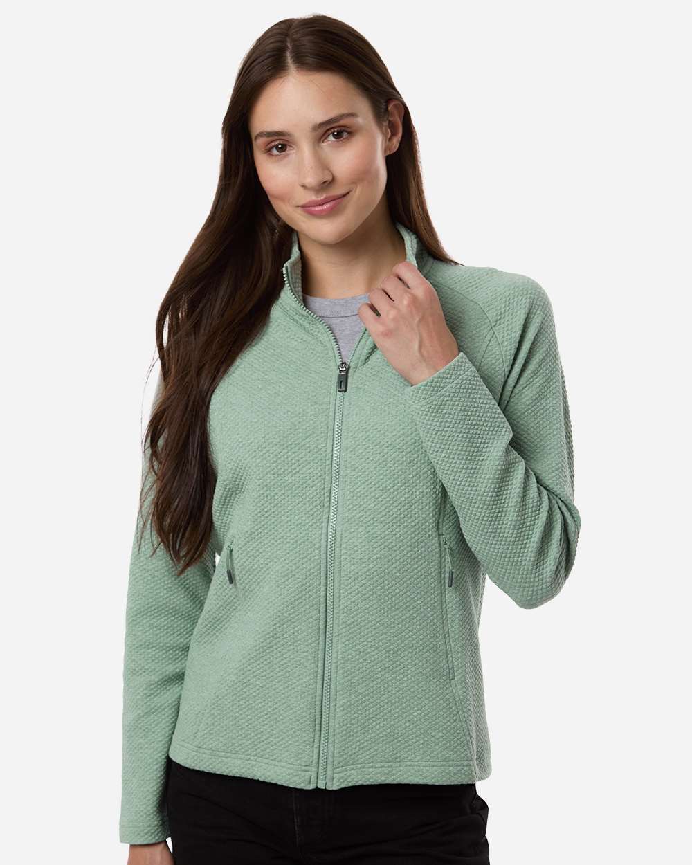 Women's Spirit Textured Full-Zip – NE727W – Sage Green Heather