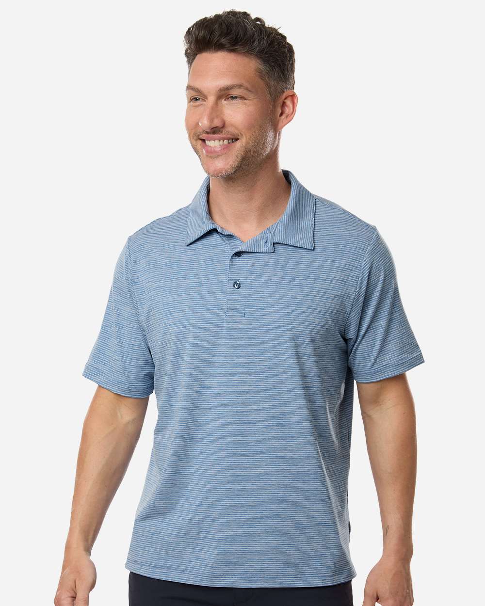 Men's Relay Heathered Stripe Polo – TT125 – Sport Royal Heather/ White