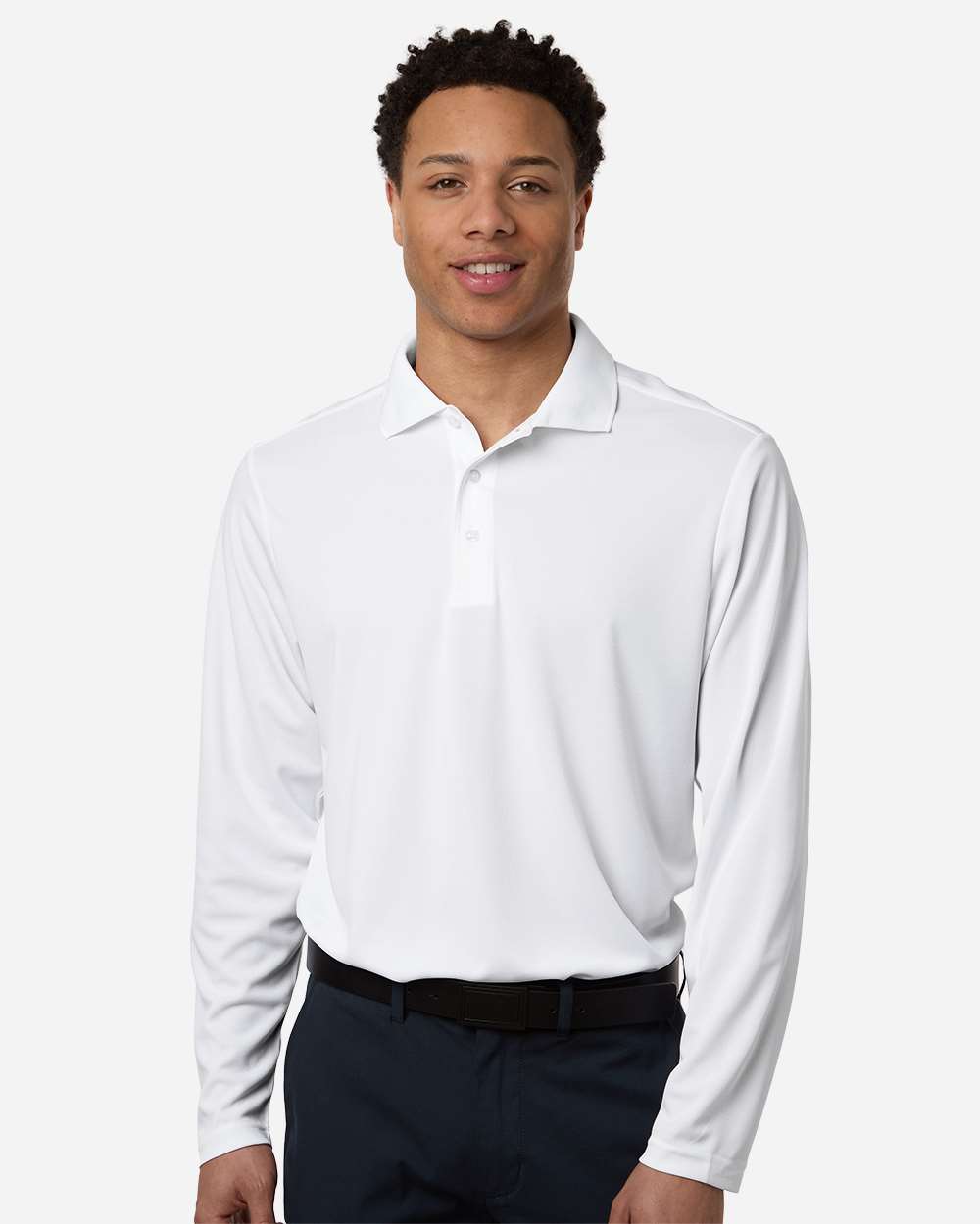 Men's Nova Performance Long Sleeve Pique Polo – CE108L – White