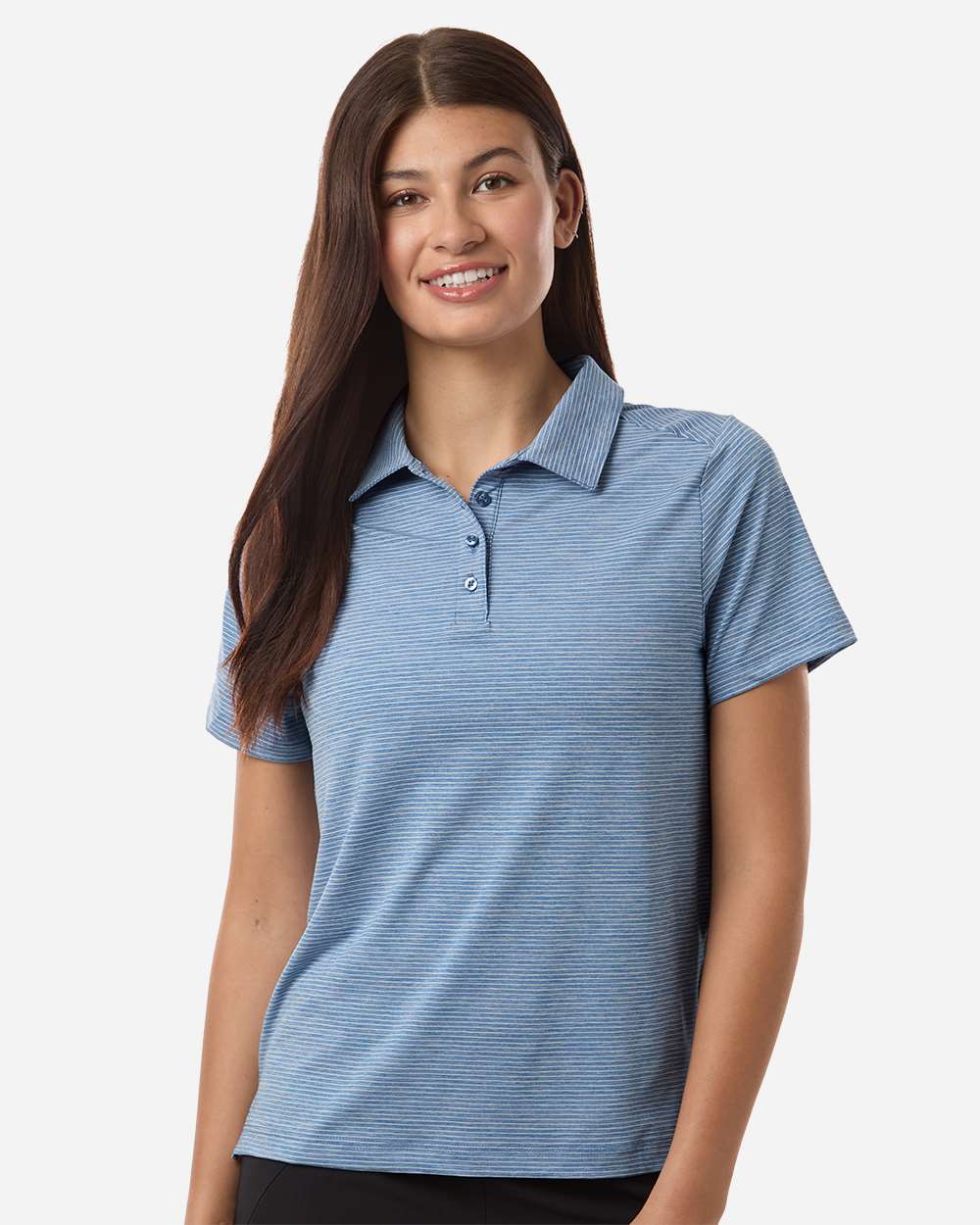Women's Relay Heathered Stripe Polo – TT125W – Sport Royal Heather/ White
