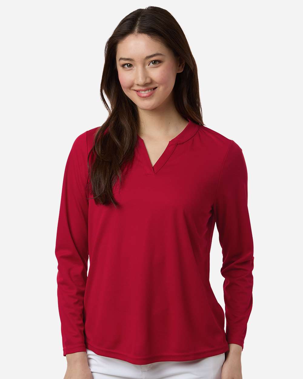 Women's Nova Performance Long Sleeve Pique Polo – CE108LW – Classic Red