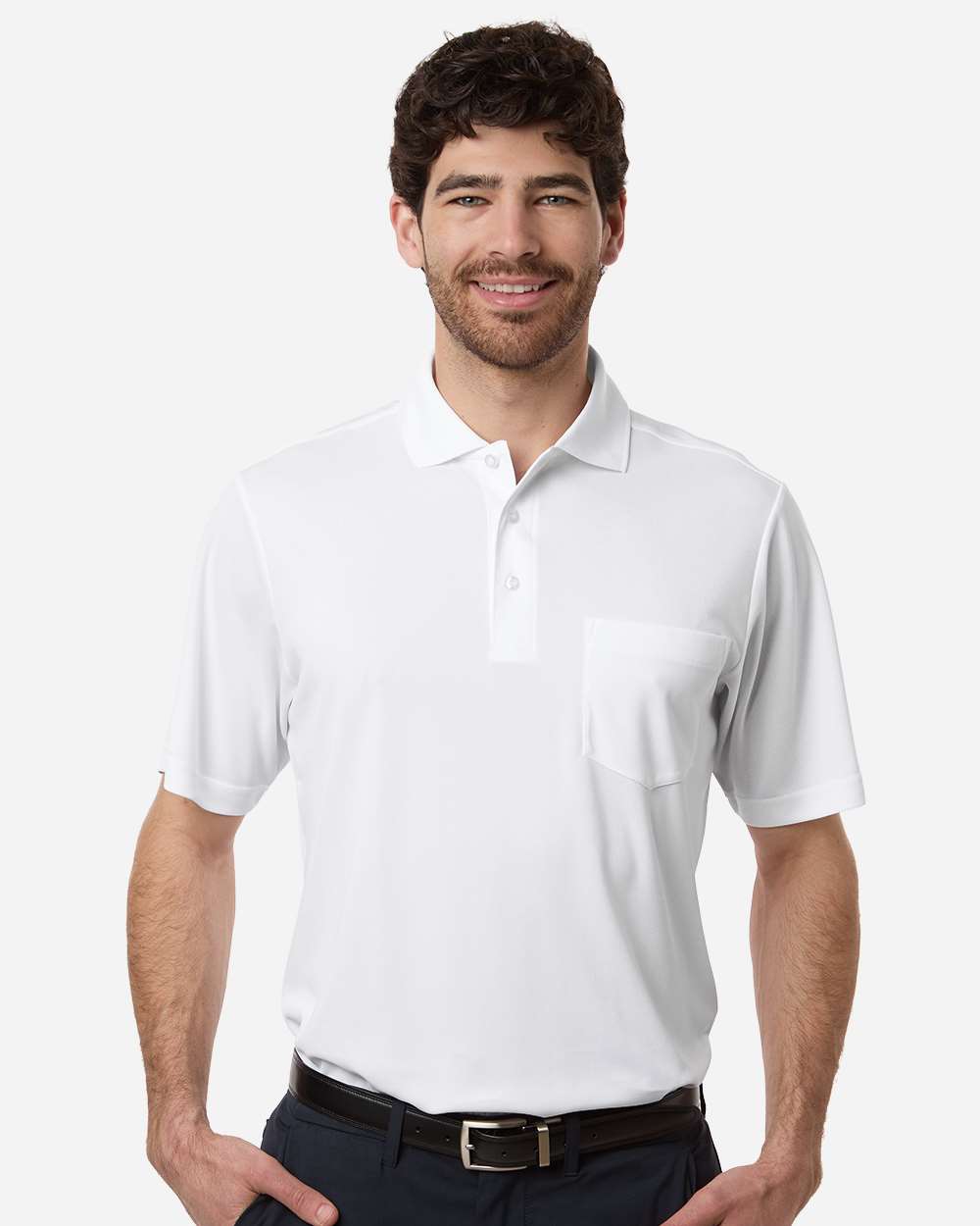 Men's Nova Performance Pique Pocket Polo – CE108P – White
