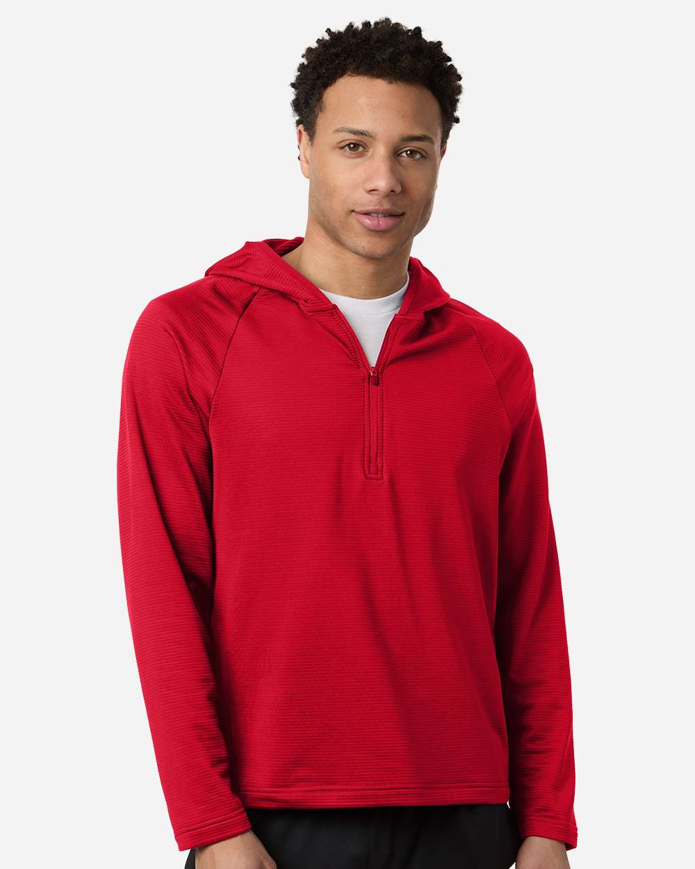 Men's Qualify Quarter-Zip Hooded Pullover – TT200 – Sport Red