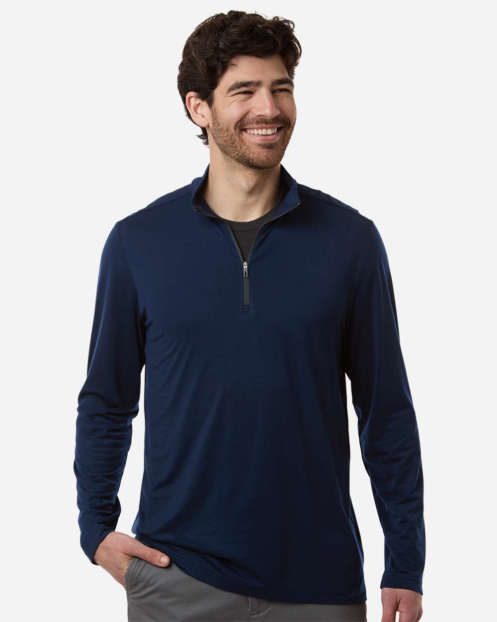 Men's JAQ Stretch Performance Quarter-Zip – NE405 – Classic Navy/ Carbon