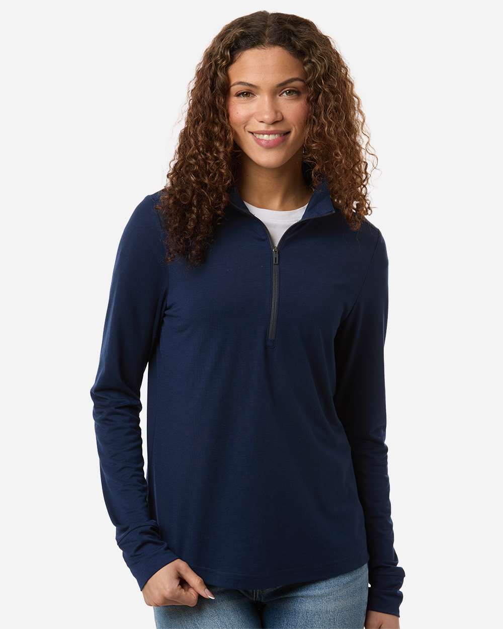 Women's JAQ Stretch Performance Quarter-Zip – NE405W – Classic Navy/ Carbon