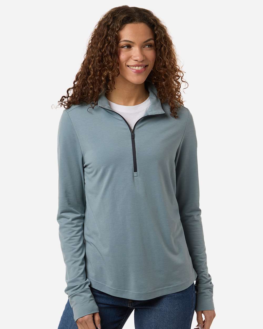 Women's JAQ Stretch Performance Quarter-Zip – NE405W – Opal Blue/ Carbon