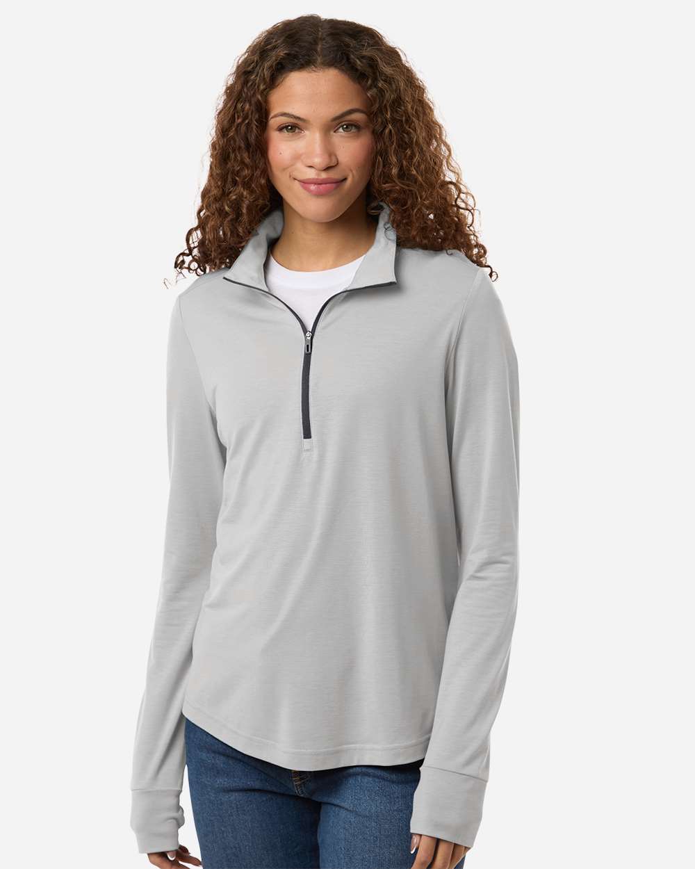 Women's JAQ Stretch Performance Quarter-Zip – NE405W – Platinum/ Carbon