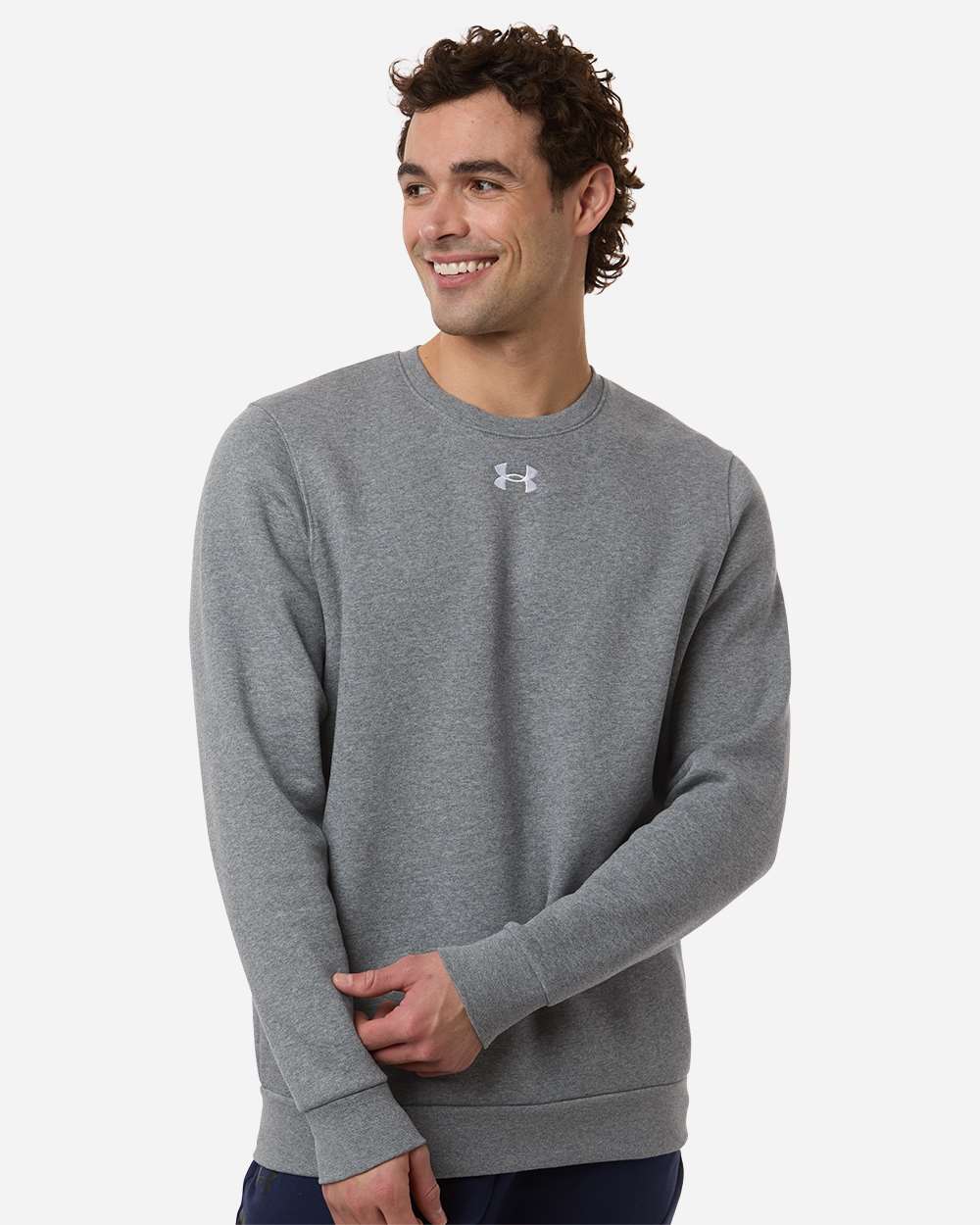 Men's Team Icon Fleece Crew – 6014160 – Pitch Grey Medium Heather/ White