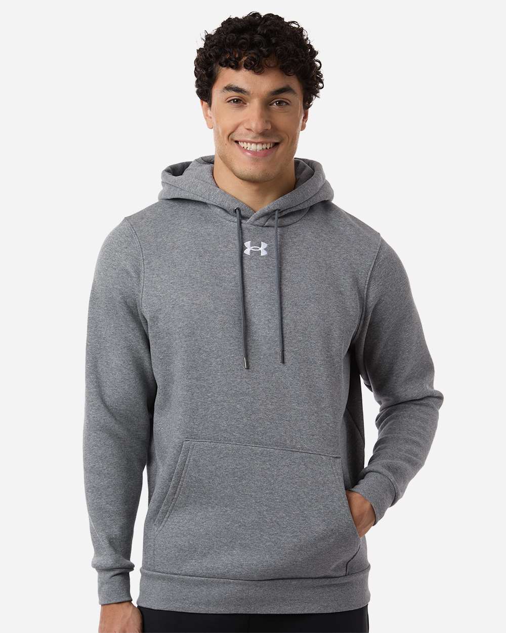 Men's Team Icon Fleece Hooded Sweatshirt – 6014161 – Pitch Grey Medium Heather/ White
