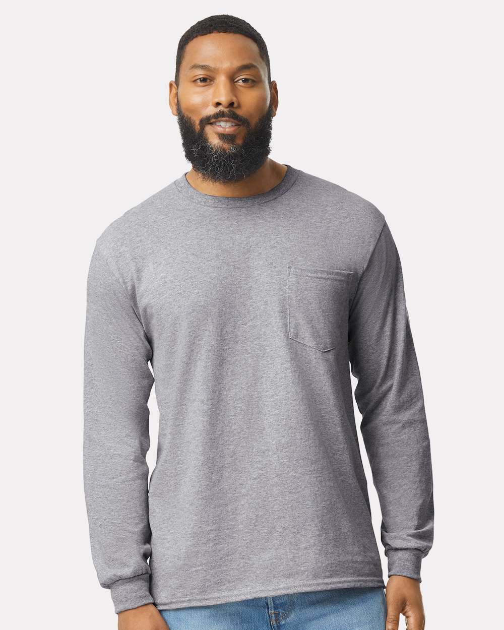 Unisex Ultra Cotton® Long Sleeve Pocket T-Shirt – 2410 – Sport Grey