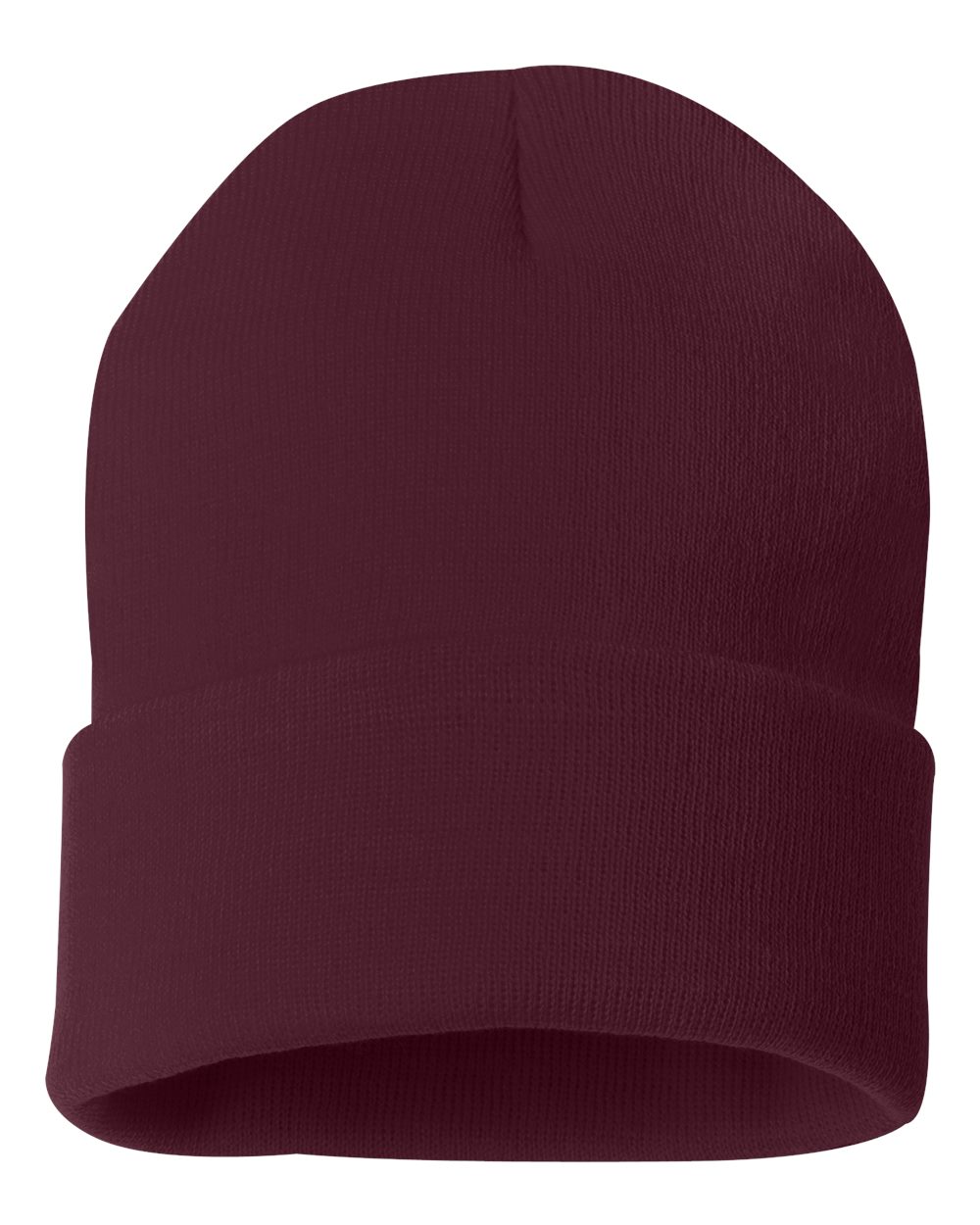 12" Solid Cuffed Beanie – SP12 – Maroon