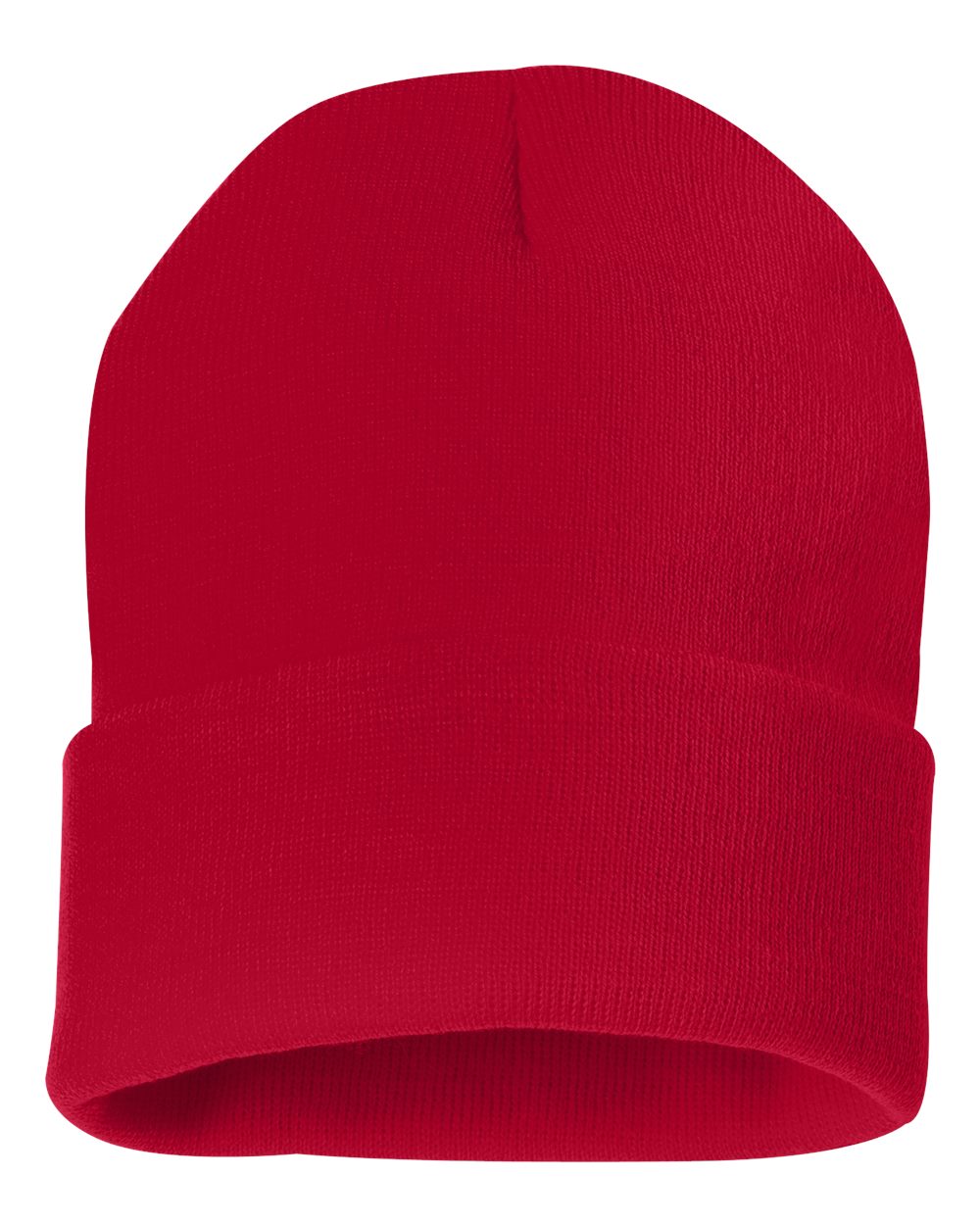 12" Solid Cuffed Beanie – SP12 – Red