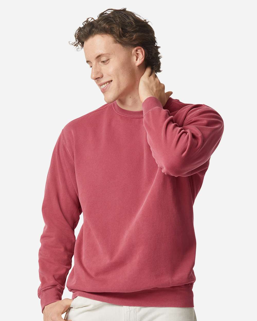 Unisex Garment-Dyed Crewneck Sweatshirt – 1566 – Crimson
