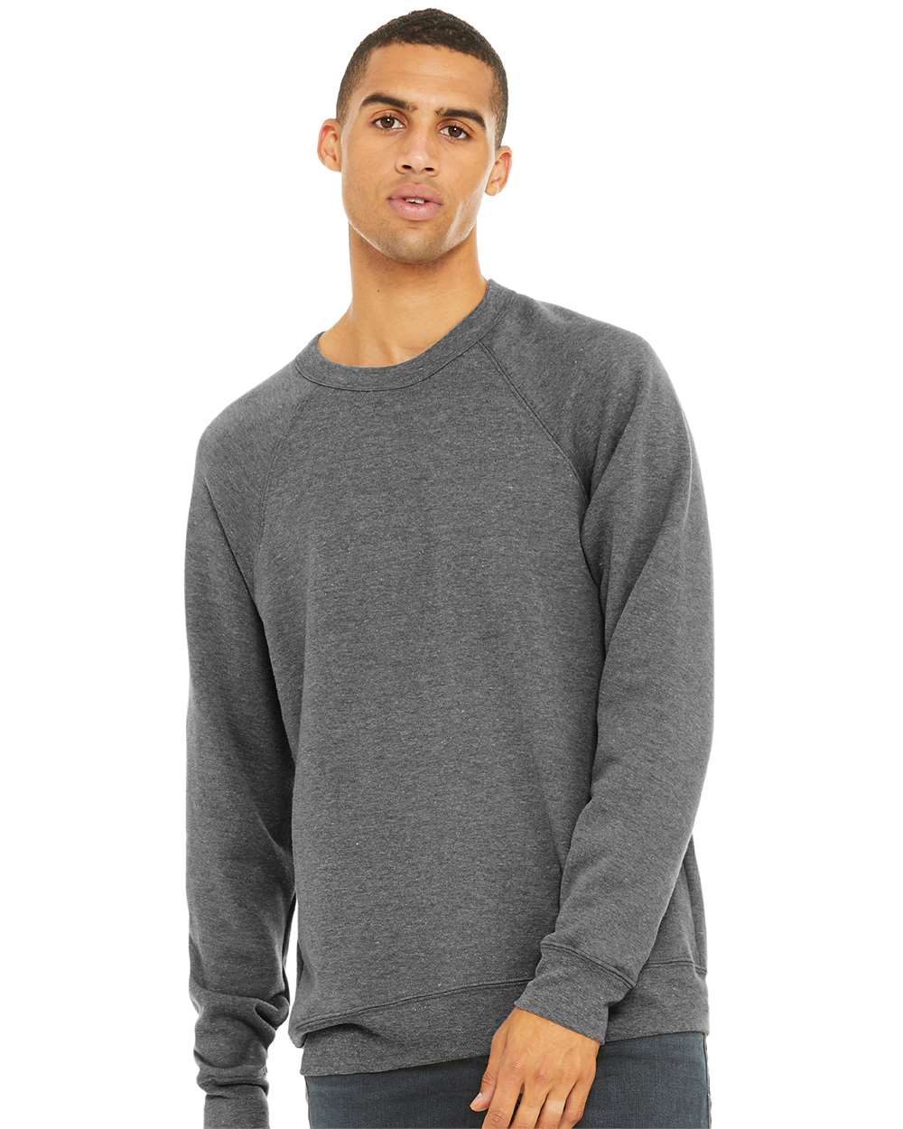 Unisex Sponge Fleece Raglan Crewneck Sweatshirt – 3901 – Grey Triblend