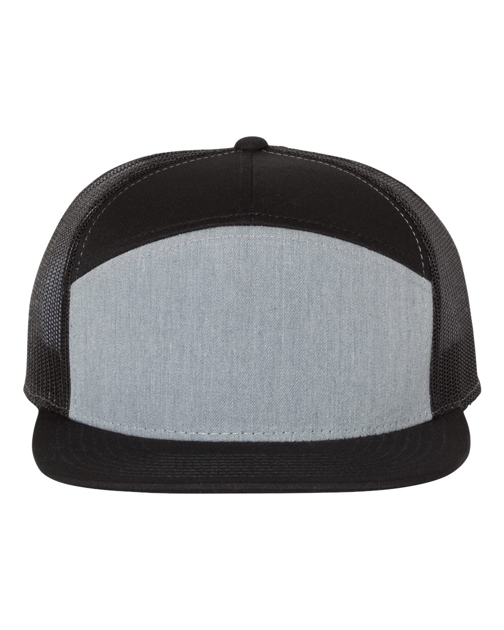 Seven-Panel Trucker Cap – 168 – Heather Grey/ Black