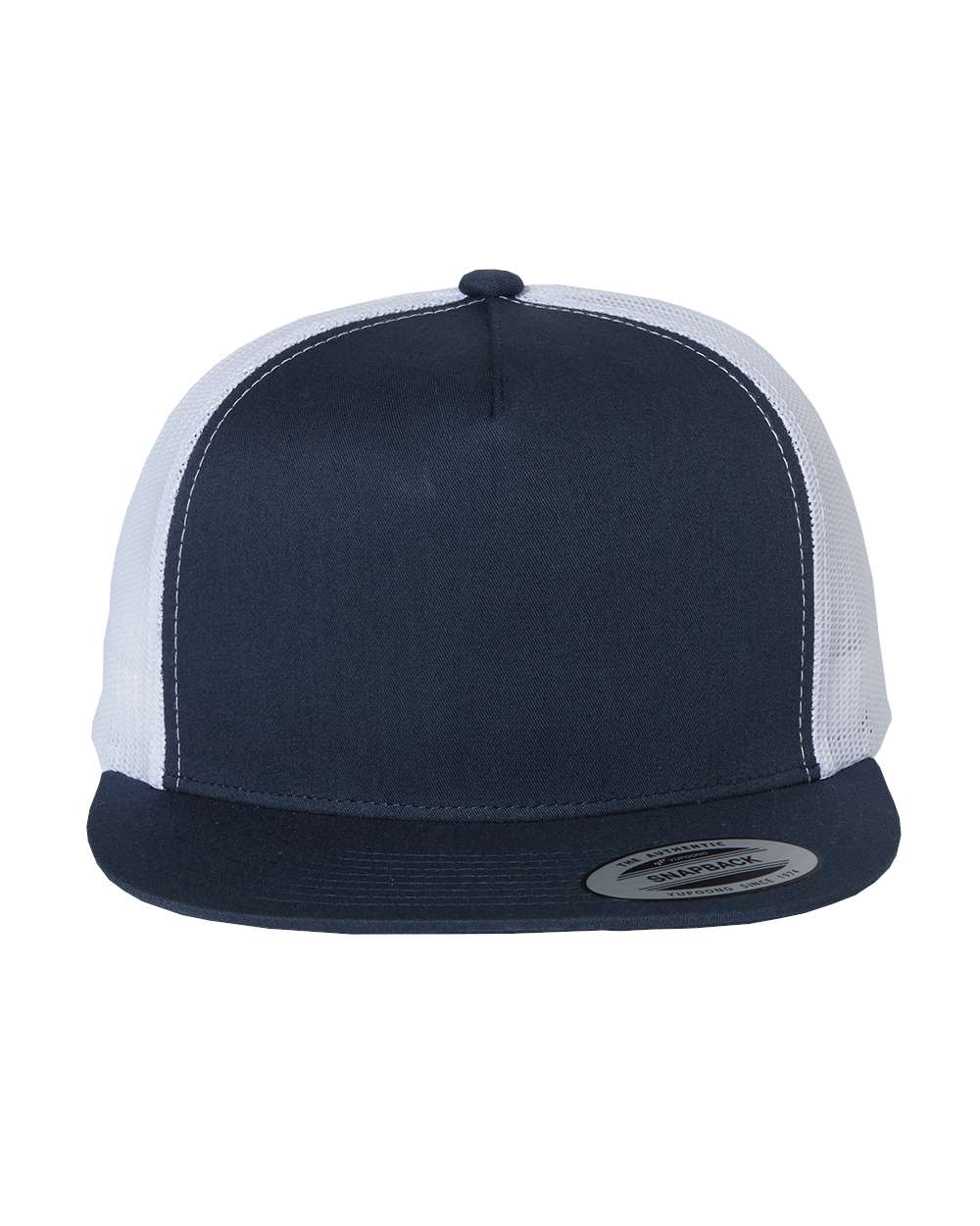 Classic Five-Panel Trucker Cap – 6006 – Navy/ White