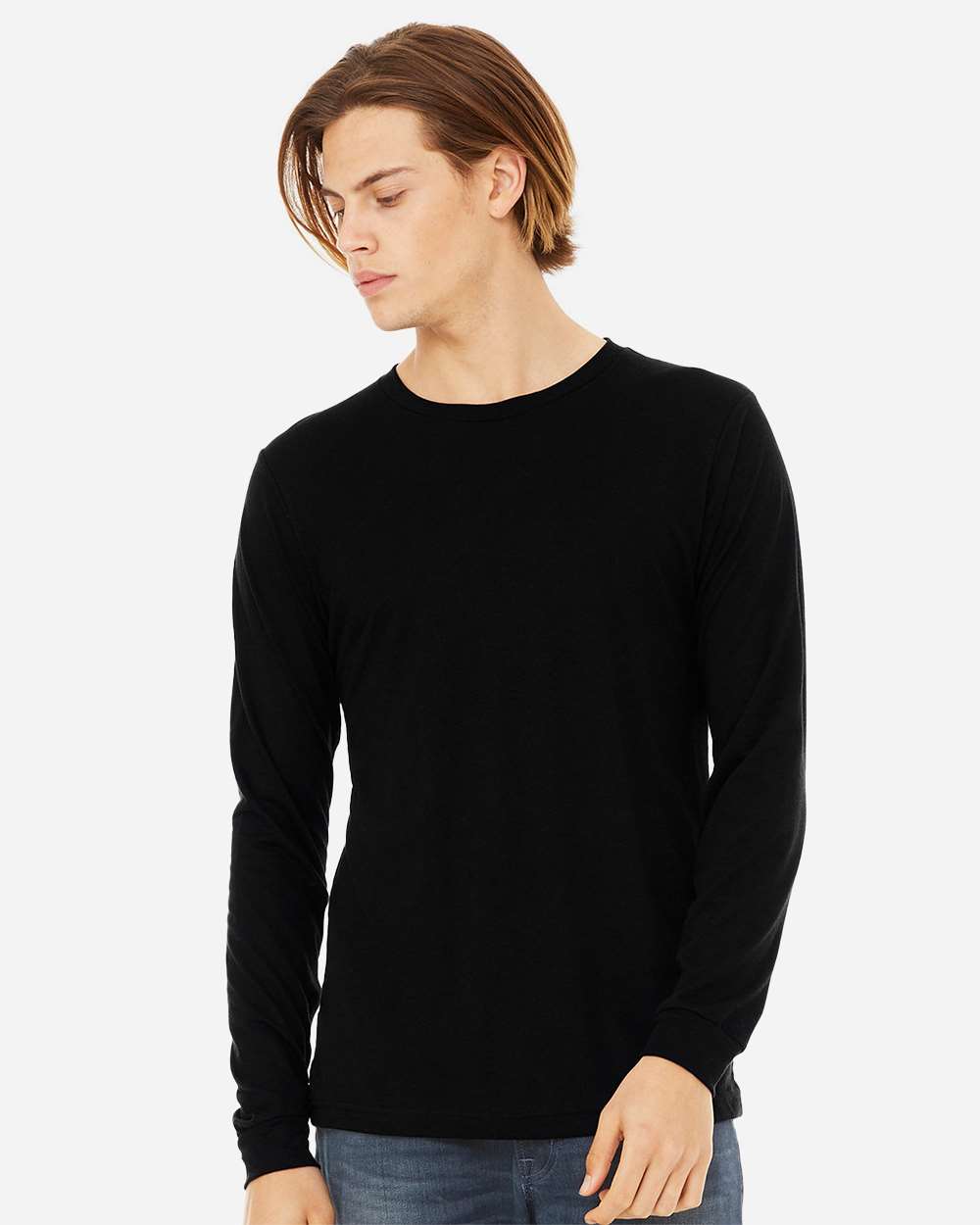 Unisex Triblend Long Sleeve Tee – 3513 – Solid Black Triblend