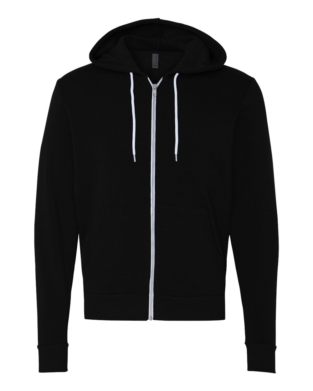 Unisex Sponge Fleece Full-Zip Hoodie Sweatshirt – 3739 – Black