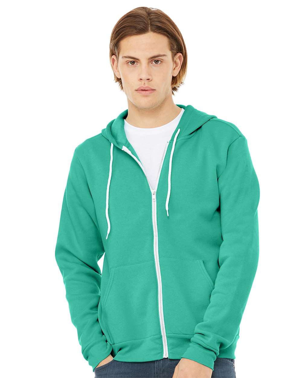 Unisex Sponge Fleece Full-Zip Hoodie Sweatshirt – 3739 – Teal