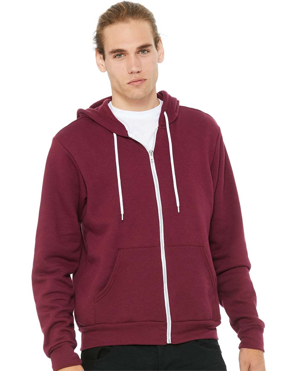 Unisex Sponge Fleece Full-Zip Hoodie Sweatshirt – 3739 – Maroon