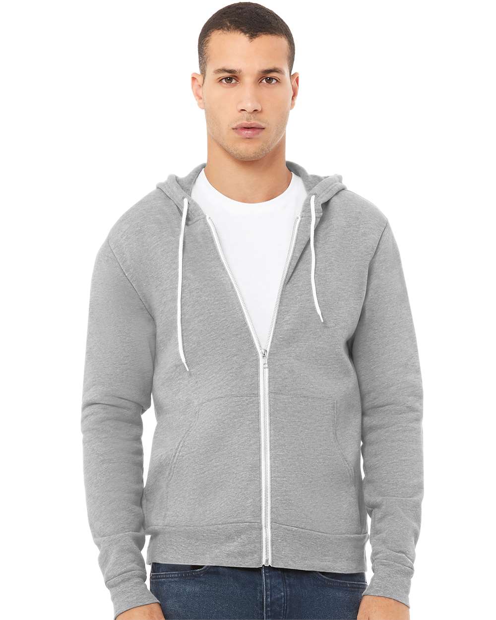 Unisex Sponge Fleece Full-Zip Hoodie Sweatshirt – 3739 – Athletic Heather