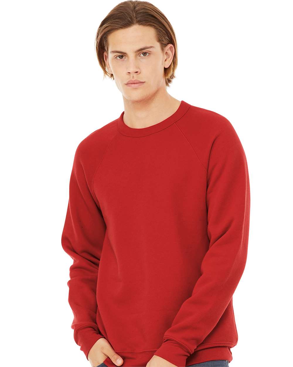 Unisex Sponge Fleece Raglan Crewneck Sweatshirt – 3901 – Red