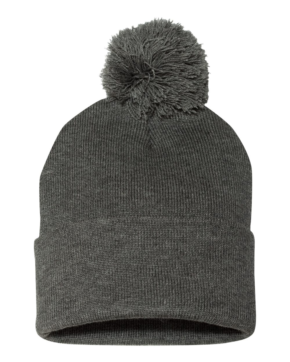12" Pom-Pom Cuffed Beanie – SP15 – Dark Heather Grey