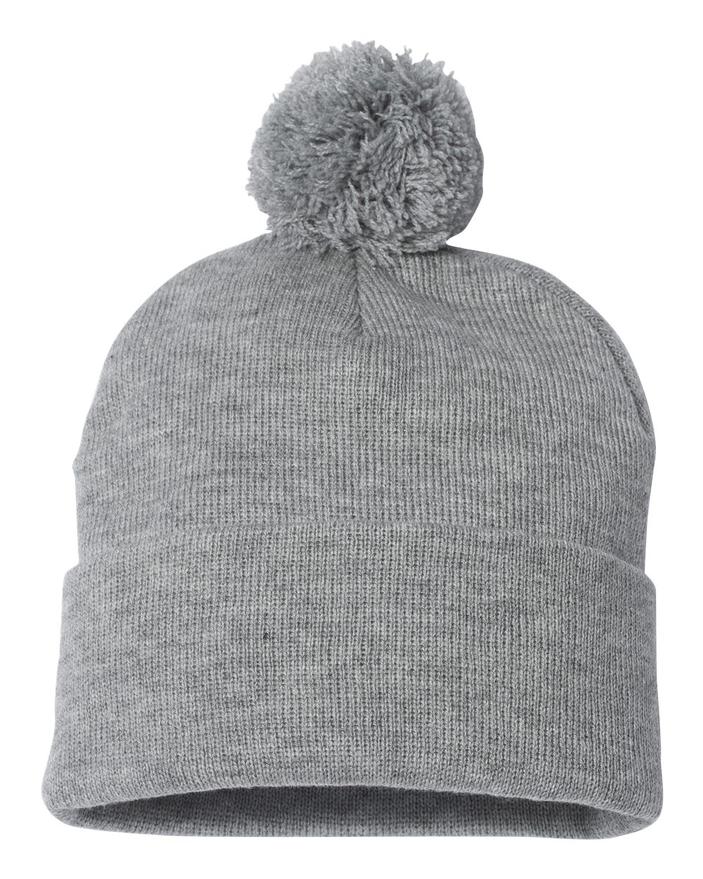 12" Pom-Pom Cuffed Beanie – SP15 – Light Heather Grey