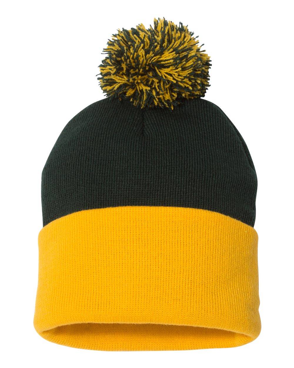 12" Pom-Pom Cuffed Beanie – SP15 – Forest/ Gold