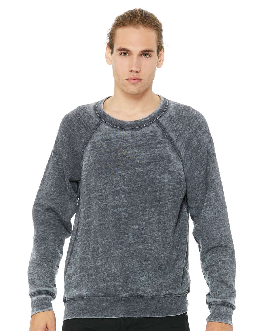 Unisex Sponge Fleece Raglan Crewneck Sweatshirt – 3901 – Grey Acid Wash