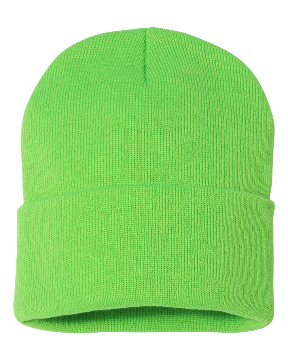12" Solid Cuffed Beanie – SP12 – Neon Green