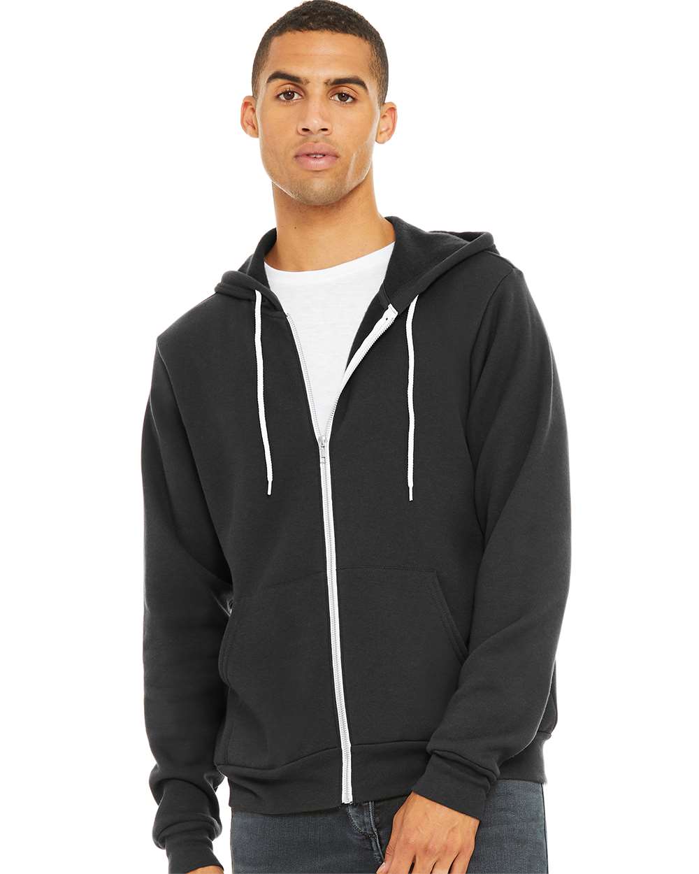 Unisex Sponge Fleece Full-Zip Hoodie Sweatshirt – 3739 – Dark Grey
